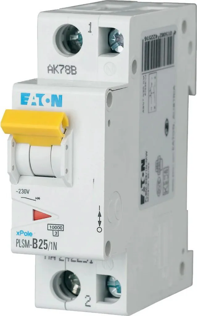 Disjoncteur 25A Eaton Haute Performance 10kA Courbe B 1P+N MW
