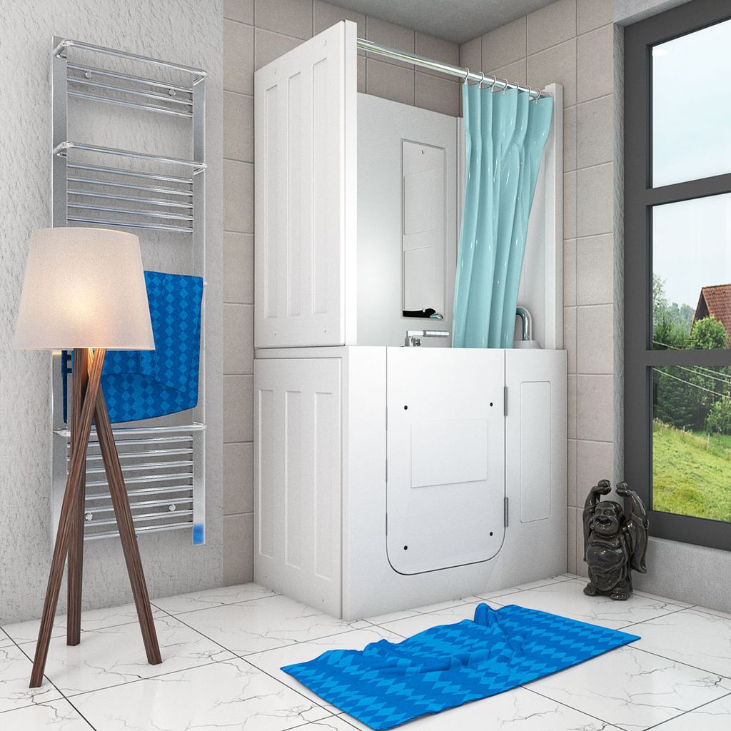 Seniorendusche und Sitzwanne Kombination Wanne mit Tür S08D-TH-C-R 110x68x205cm