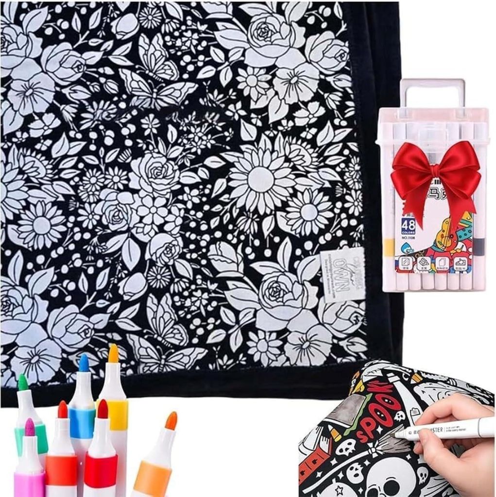 DIY Decke zum Ausmalen, 150 x 125 cm, Kuscheldecke zum Produktbild 