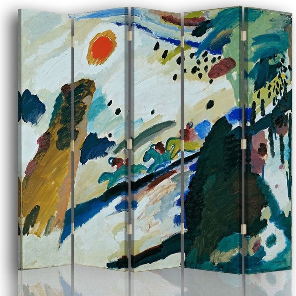 Paravent - Raumteiler Romantische Landschaft - Wassily Kandinsky - Dekorativer Raumtrenner cm. 180x170 (5 x)