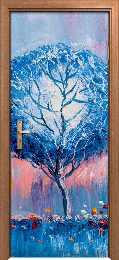 Türposter 80x200 cm Türaufkleber Türtapete Türfolie Klebefolie Bäume malen künstlerischen
