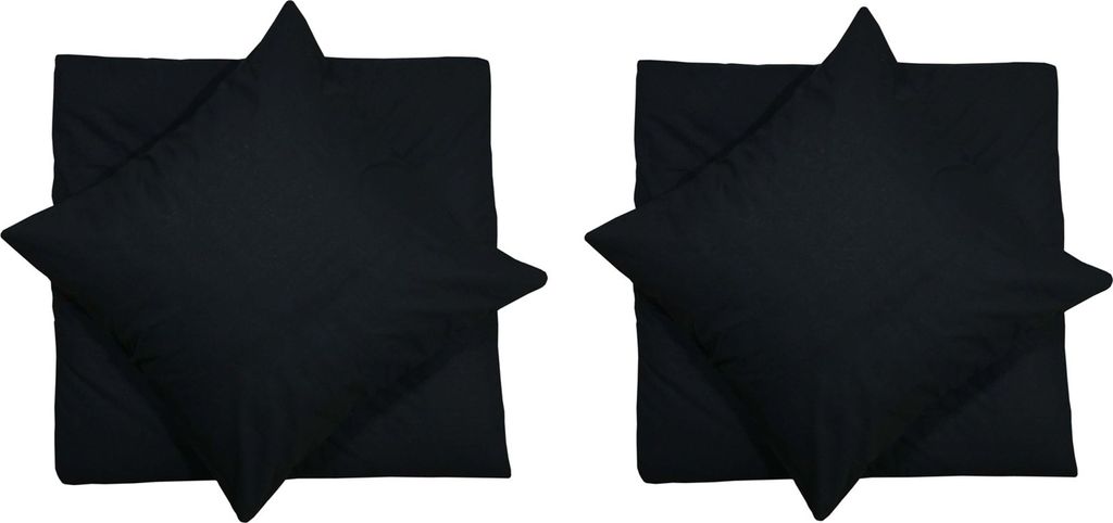 4 teilige Uni Bettwäsche 135 x 200 cm schwarz Einfarbig Produktbild 4
