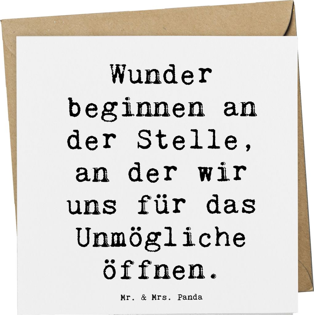 Mr. & Mrs. Panda Grußkarte Spruch Wunder beginnen - Weiß - Geschenk, Glückwunschkarte, Staunen, faltkarte, Motivation, Offene Herzen, Kinderauge...