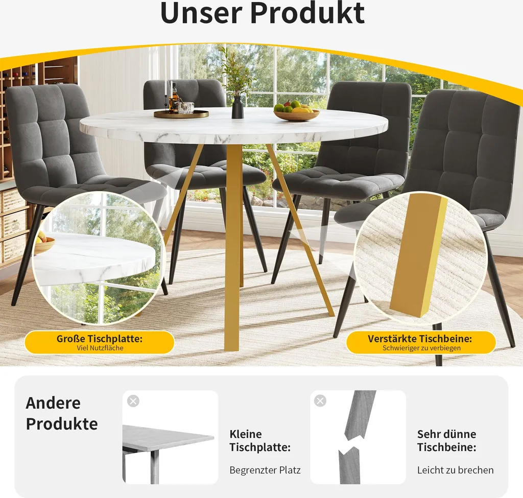 Table ronde marbre et or 80cm : la solution chic pour petits salons - 10