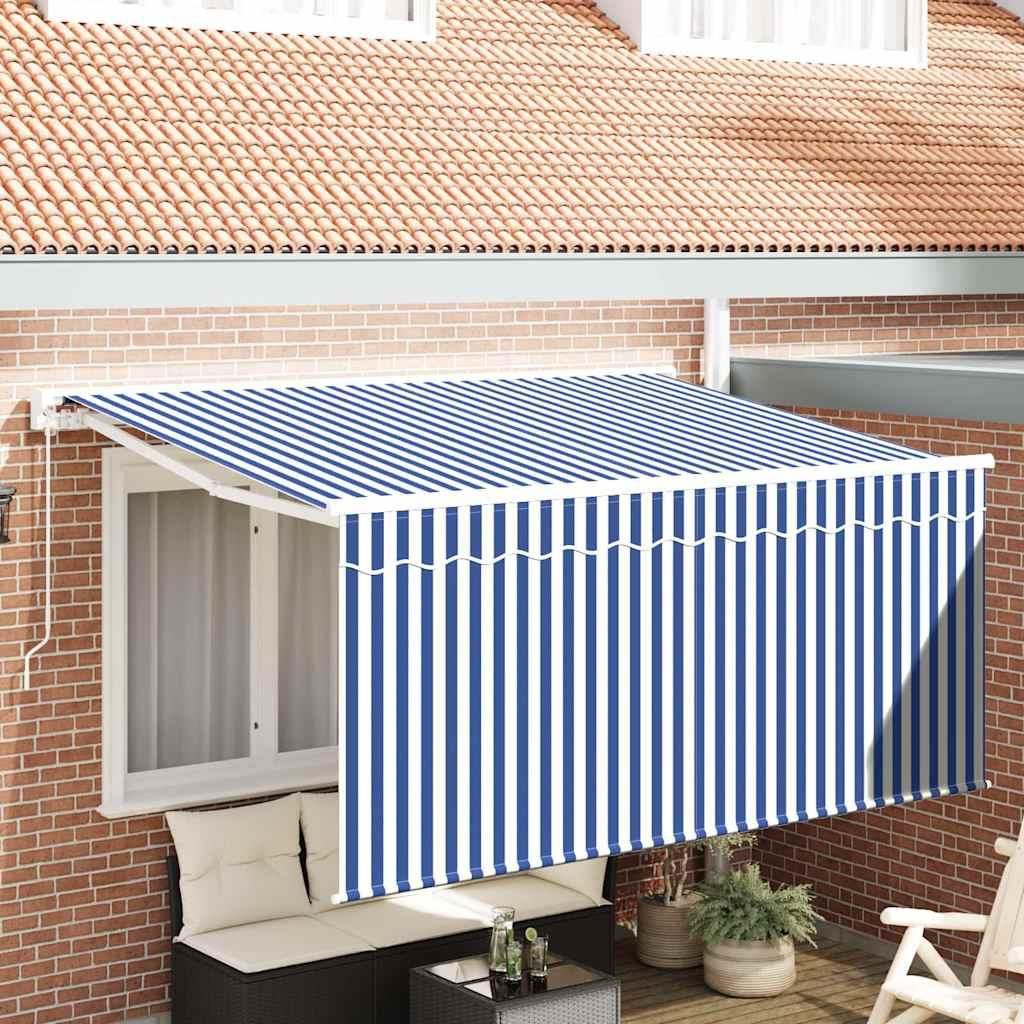 Maison Exclusive - Einziehbare Markise Blau und Weiß 300 x 200 cm