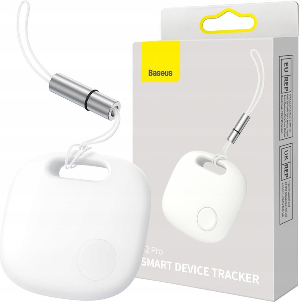 Localizzatore Bluetooth Baseus T2 Pro con cordino (bianco) Immagine del prodotto 