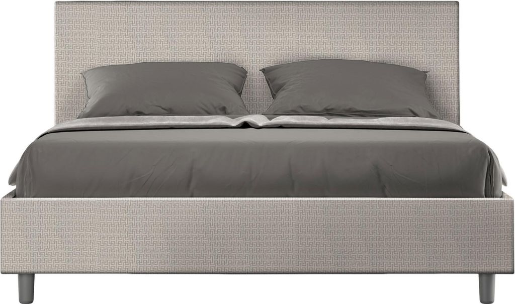 ITYHOME - Gepolstertes Bett mit Lattenrost 160x210 mit Stoffbezug Labirinto 01 Weiß Adele