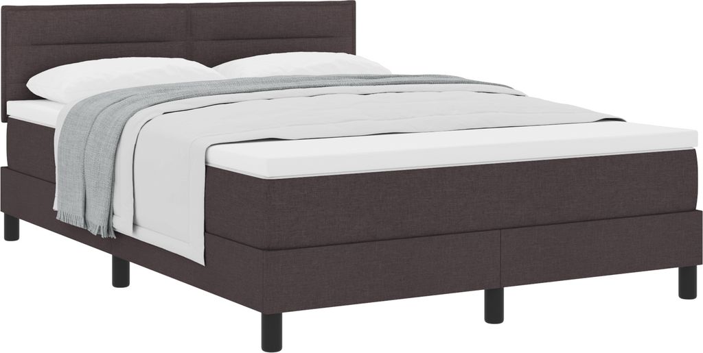 Best Möbel Bettrahmen, Boxspringbett mit Matratze Dunkelbraun 140x200 cm Stoff - Klassische Betten CL91088