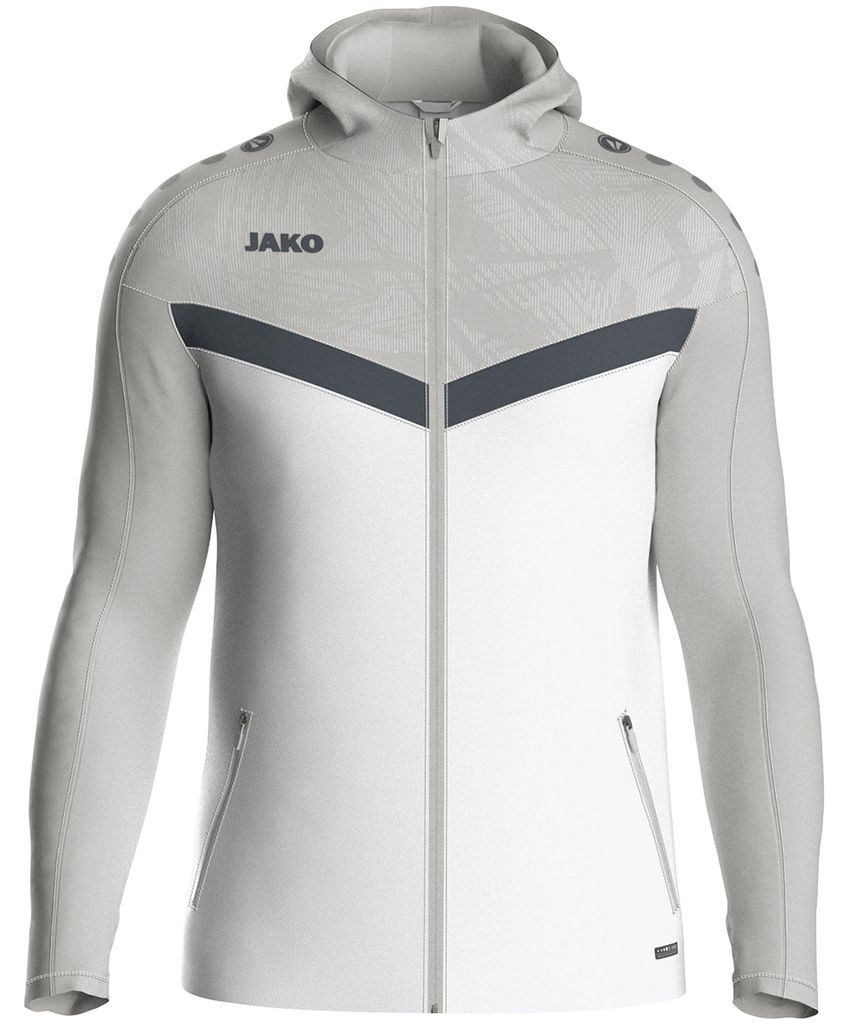 JAKO Damen Kapuzenjacke Iconic, Farbe:weiß/soft grey/anthra light, Größe:34