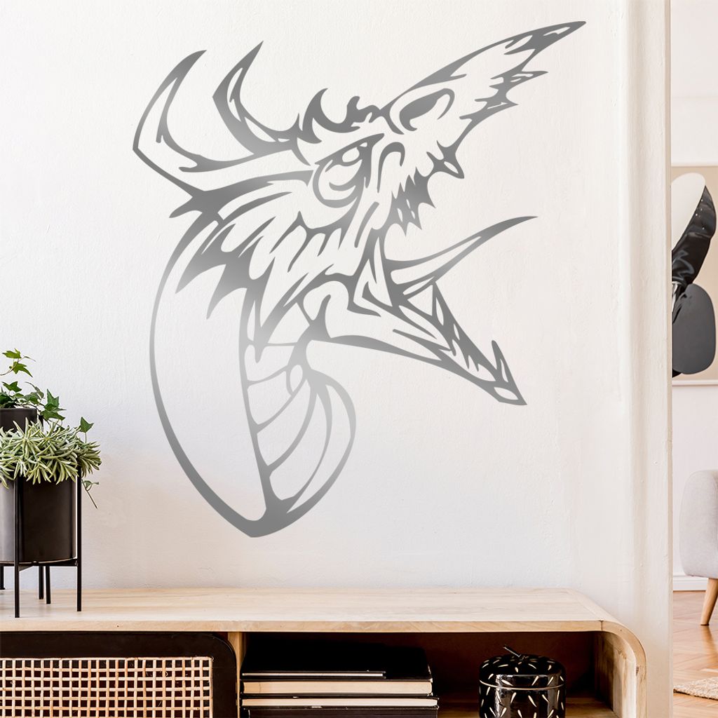 Drachen Maul Wandtattoo in 6 Größen - Wandaufkleber Wall Sticker - Dekoration, Küche, Wohnzimmer, Schlafzimmer, Badezimmer