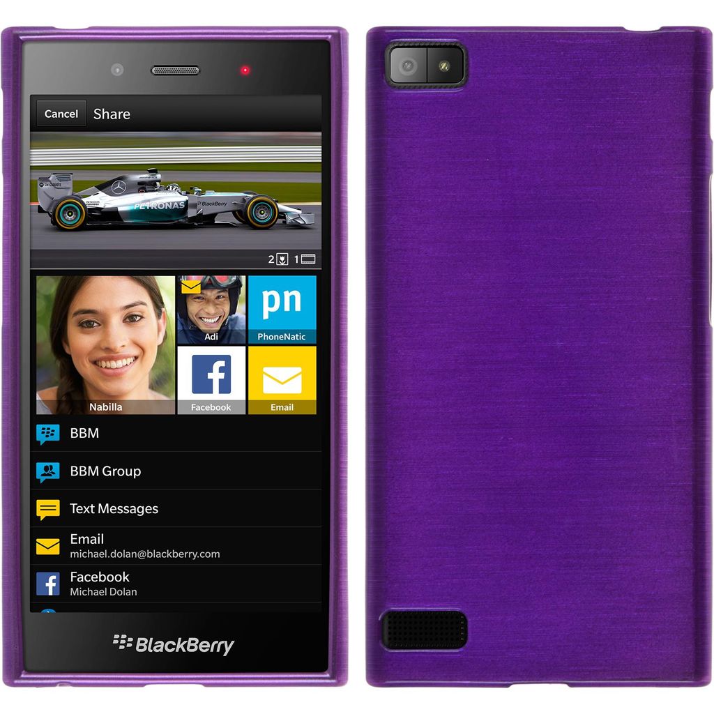PhoneNatic Case für BlackBerry Z3 Hülle Silikon lila brushed Cover Z3 Tasche + 2 Schutzfolien