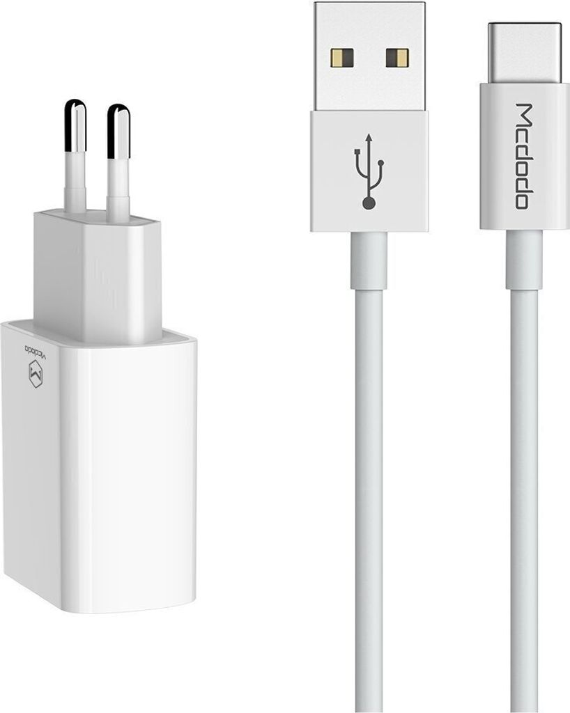 Mcdodo 2.4A USB Dual Ladegerät Typ-C 1m Reiseset (weiß)