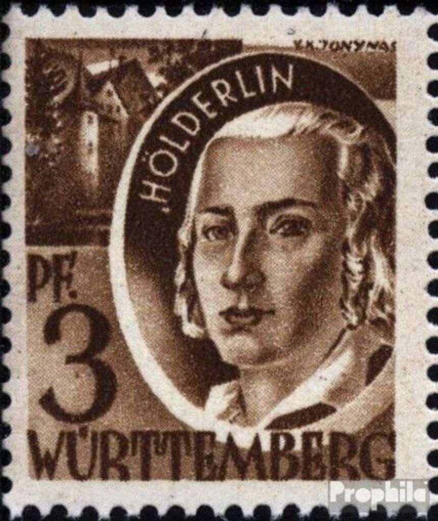 Briefmarken Franz. Zone-Württemberg 1947 Mi 2IV Punkt vor H von HÖLDERLIN (Feld 63) postfrisch Freimarke