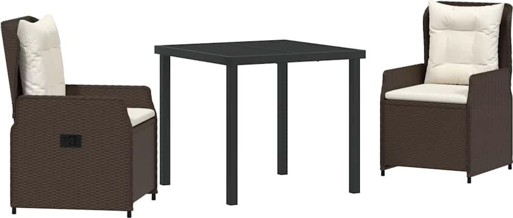 Garten Essgruppe 3 pcs Braun Poly-Rattan