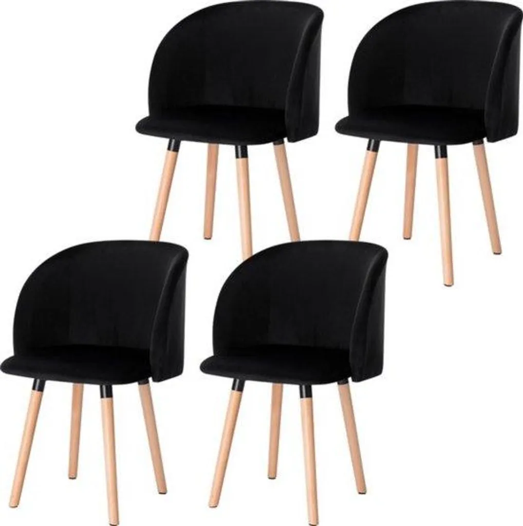 Chaise de salle à manger en velours noir lot de 4 - Confort et Modernité