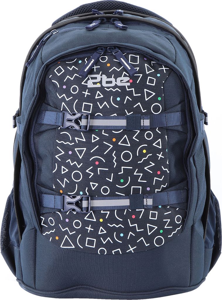 2Be Schulrucksack mit reflektierenden Elementen blau-weiss Produktbild 