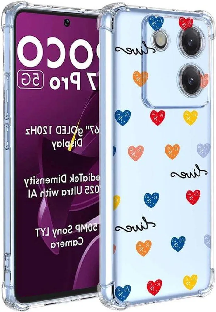 Coque de protection TPU ultra résistante et fine avec design de cœur