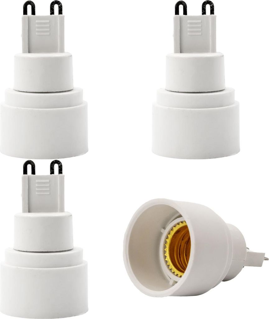 Intirilife E40 auf E27 Lampensockel Adapter in WEISS – 4x Lampenadapter zum Umformatieren von E40 auf E27 – 4er Set Konverter für Lampenfassun...
