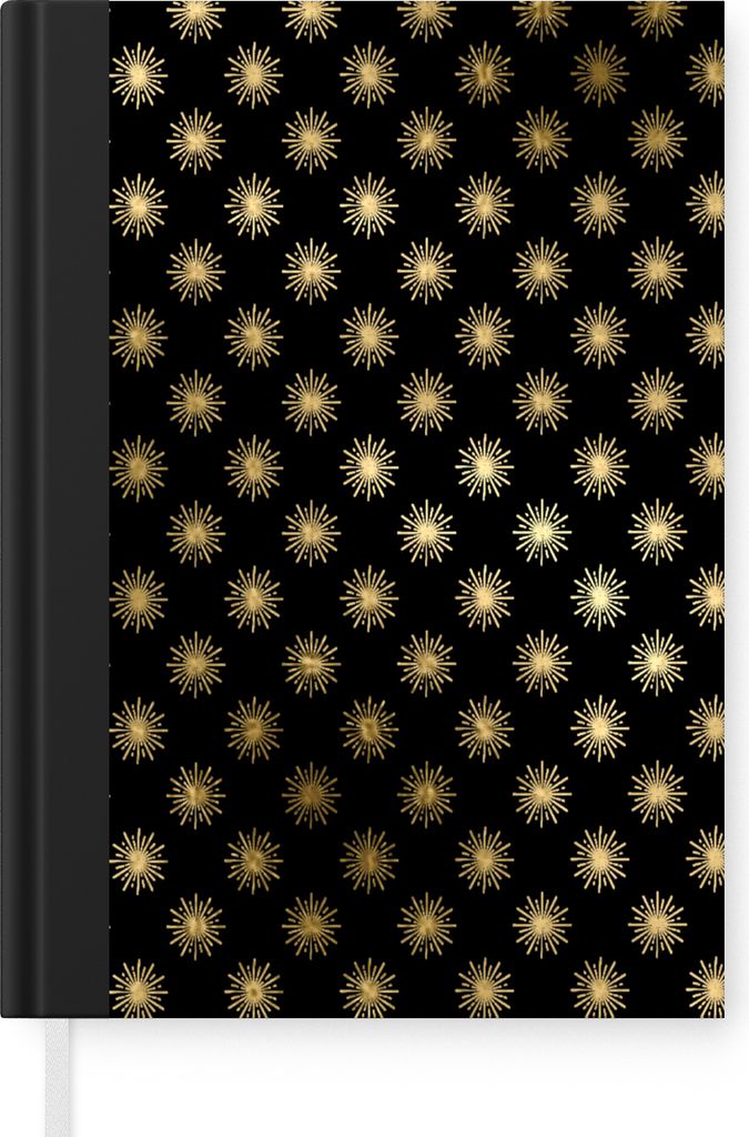 MuchoWow Notizbuch Tagebuch Haushaltsbuch Notebook A5 Muster - Sterne - Gold - Notizblock - Notizheft - Notebook - Schreibblock - Papier