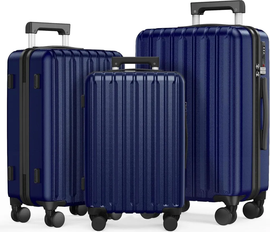 Set valises de voyage pour vacances et vols internationaux bleu marine