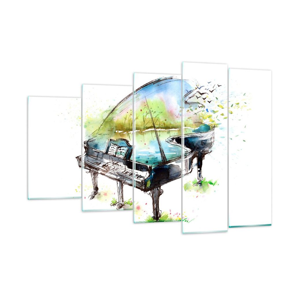 Bilder auf glas - Klavier Natur Musik Eleganz - 150x100cm - Glasbilder - Wandbilder - Kunstdruck - zum Aufhängen bereit - Wanddekoration aus Glas ...
