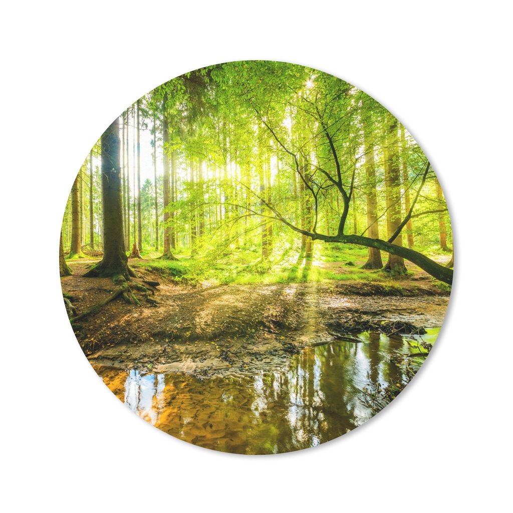 MuchoWow Mauspad Mousepad Wald - Landschaft - Wasser - Bäume - Sonne - Grün - Natur 20x20 cm - Mousepads - Maus Mat - Pad - Mausunterlage - Sch...