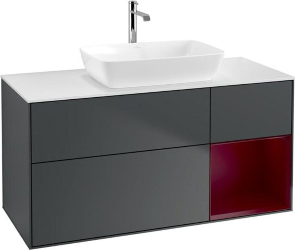 V&B Waschtischunterschrank Wandbeleuchtung Finion 120cm, Pl w m, Rg Peo m La, md bl. m Lac