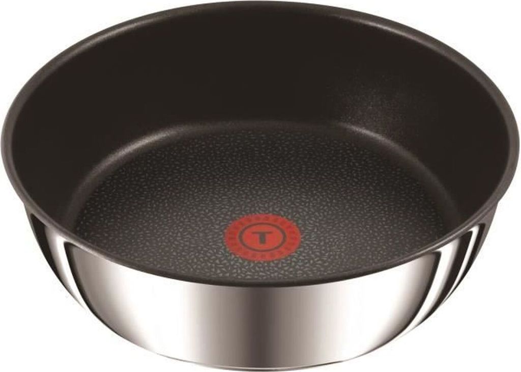 A close-up studio shot of a TEFAL frying pan.