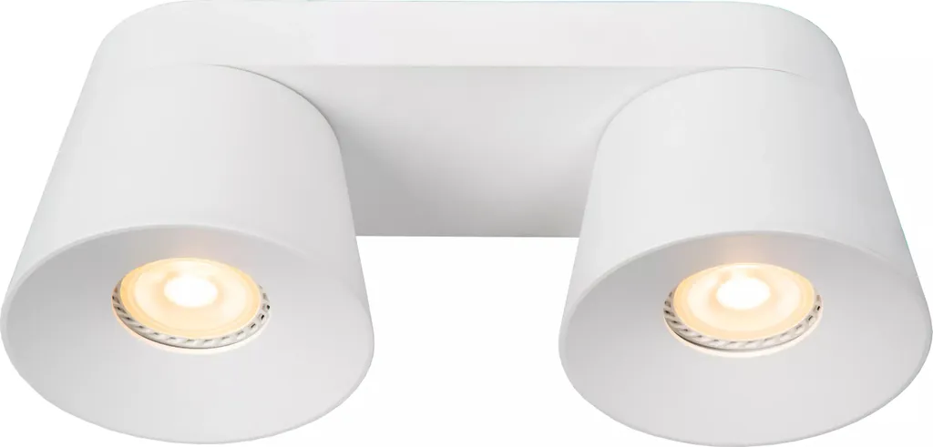Éclairage de plafond orientable blanc 2 spots Trigono Lucide pour bureau