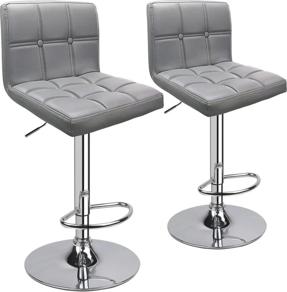 Chaise haute de bar pivotante grise lot de 2 pour îlot de cuisine
