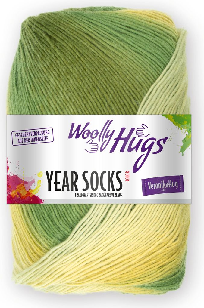Woolly Hugs Year Socks 100g Sockenwolle/Dochtgarn mit Degradé-Farbverlauf, Perfekt für Double-Face Stricken, Strickgarn für Socken, Schals & Acc...