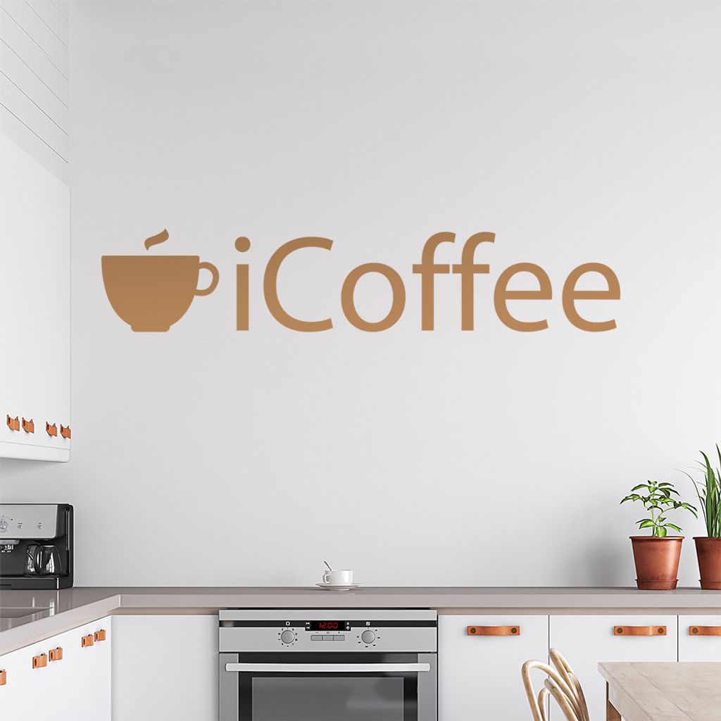 iCoffee Wandtattoo in 6 Größen - Wandaufkleber Wall Sticker - Dekoration, Küche, Wohnzimmer, Schlafzimmer, Badezimmer