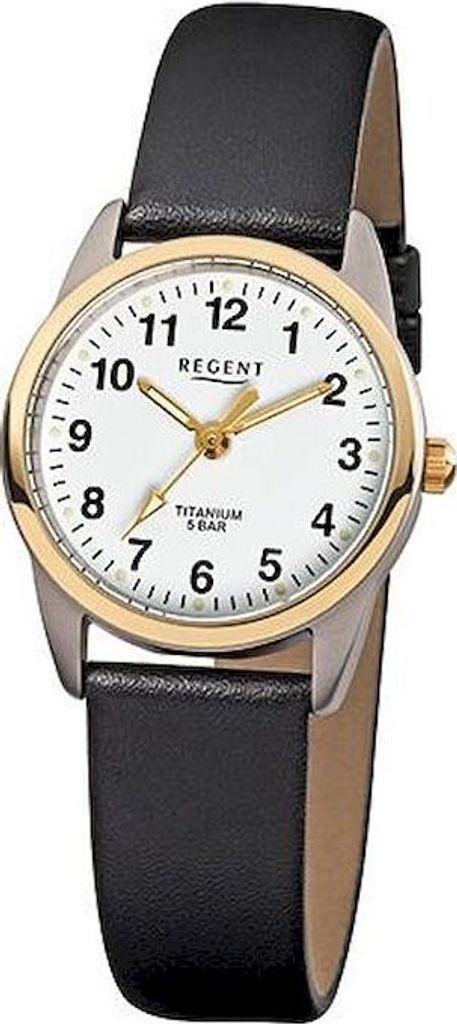 REGENT F-661 Damenuhr Titan Bicolor 26 mm Weiß Leder 5 BAR