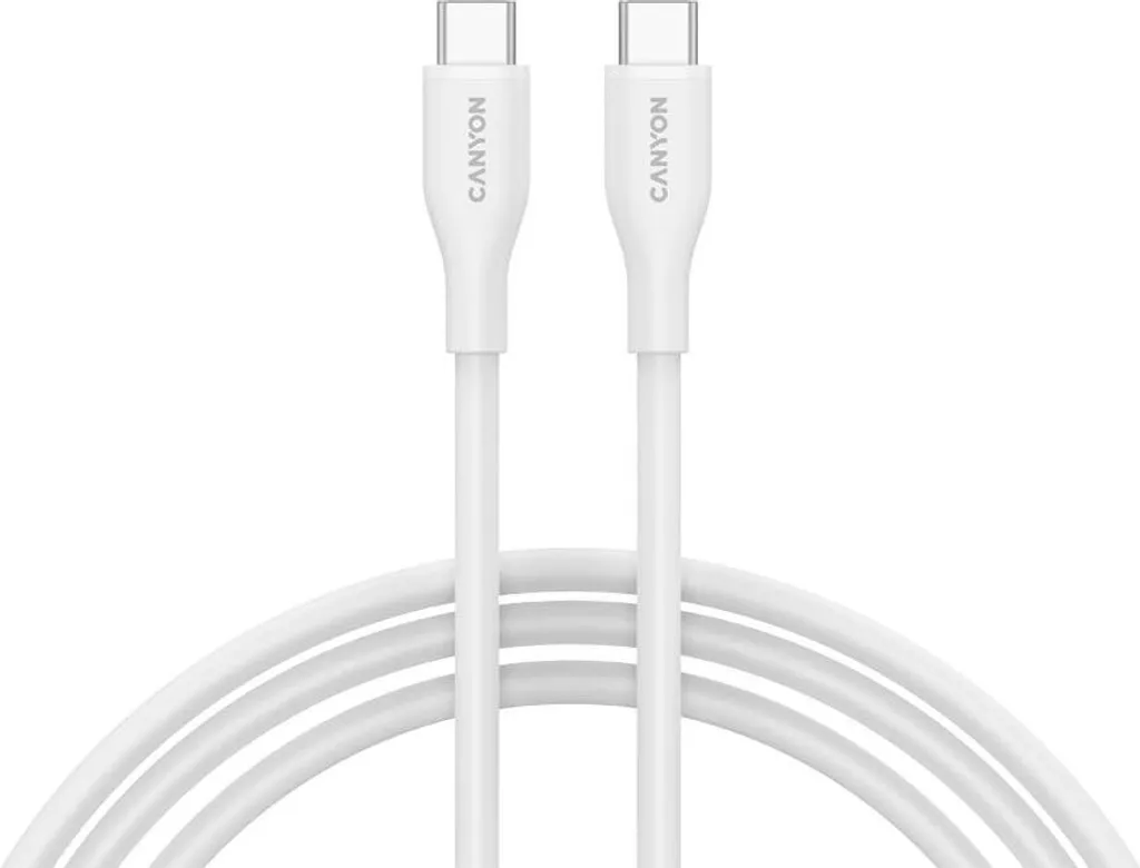 Câble de charge USB-C blanc 1m Canyon 60W pour MacBook et Smartphone