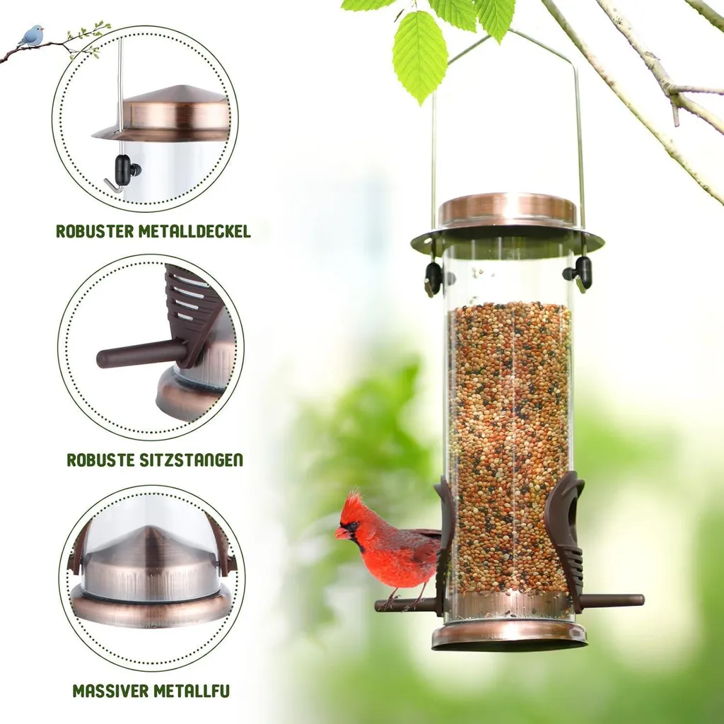 Nourrir oiseaux jardin mangeoire métal cuivré résistante pack 2 - 4