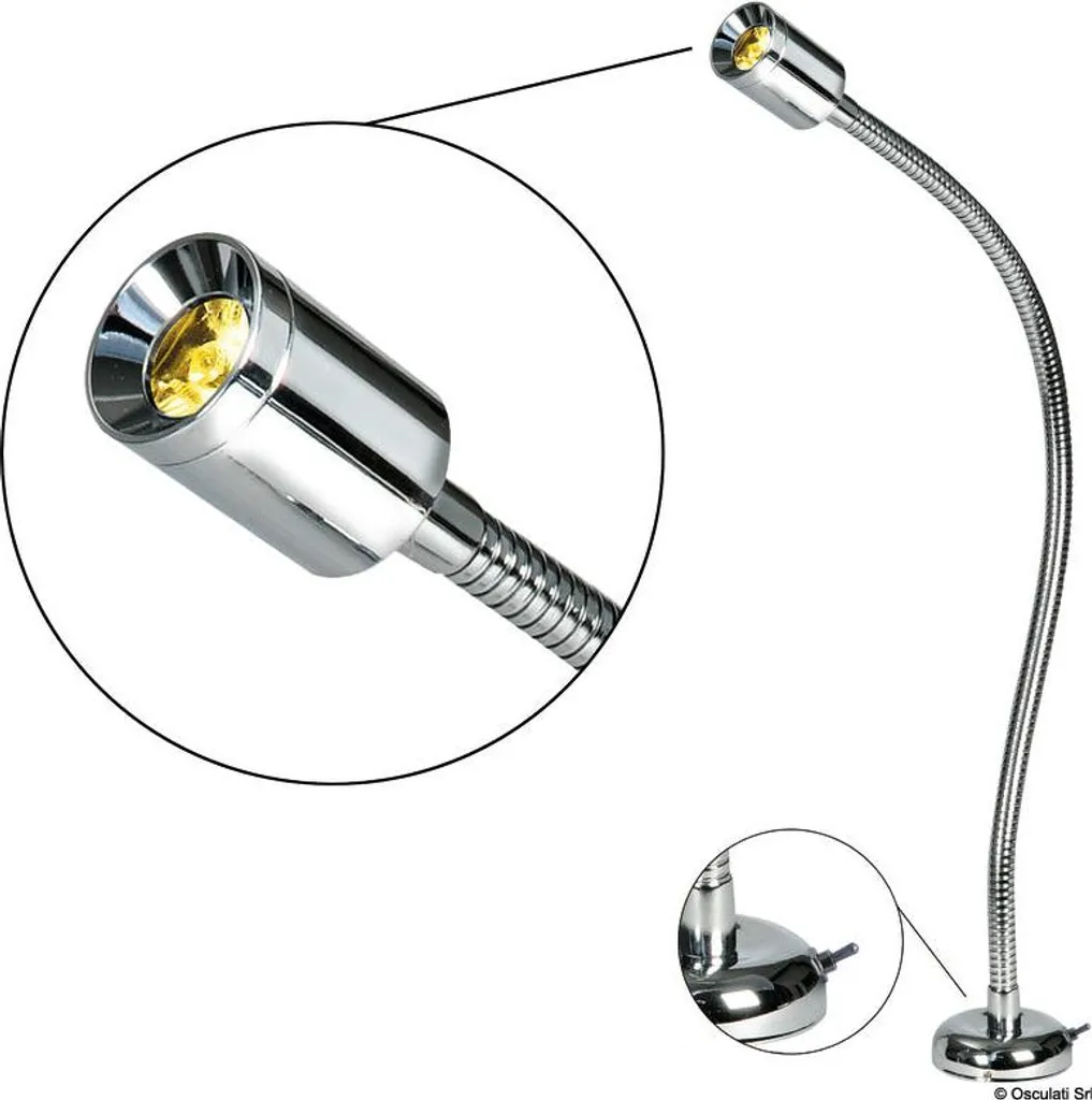 Luce Snodata 12V 24V Acciaio Inox per Letto Camper e Camion