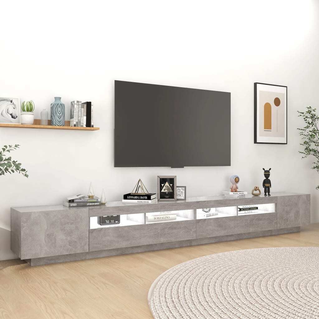 "Winter Sale" TV-Schränke - Grau TV-Schrank mit LED-Leuchten Betongrau 300x35x40cm DE5121671