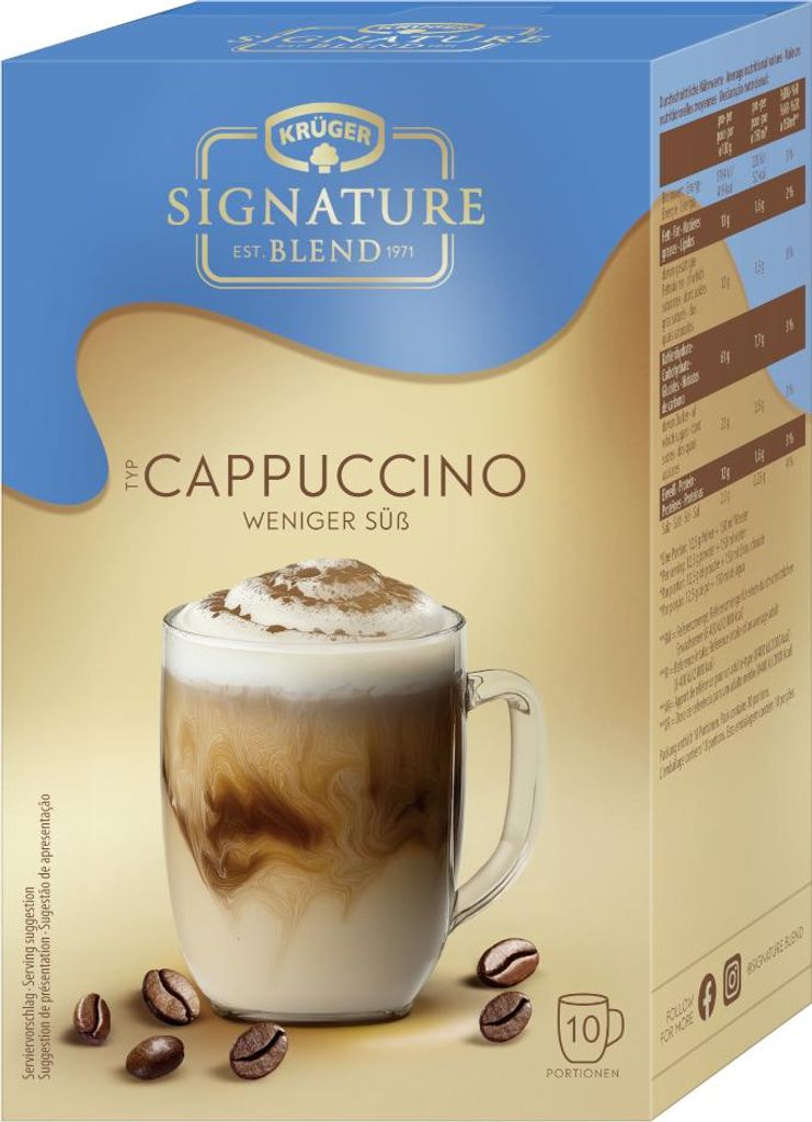 Krüger Signature Blend Cappuccino weniger süß 10x12,5g Packung 125g