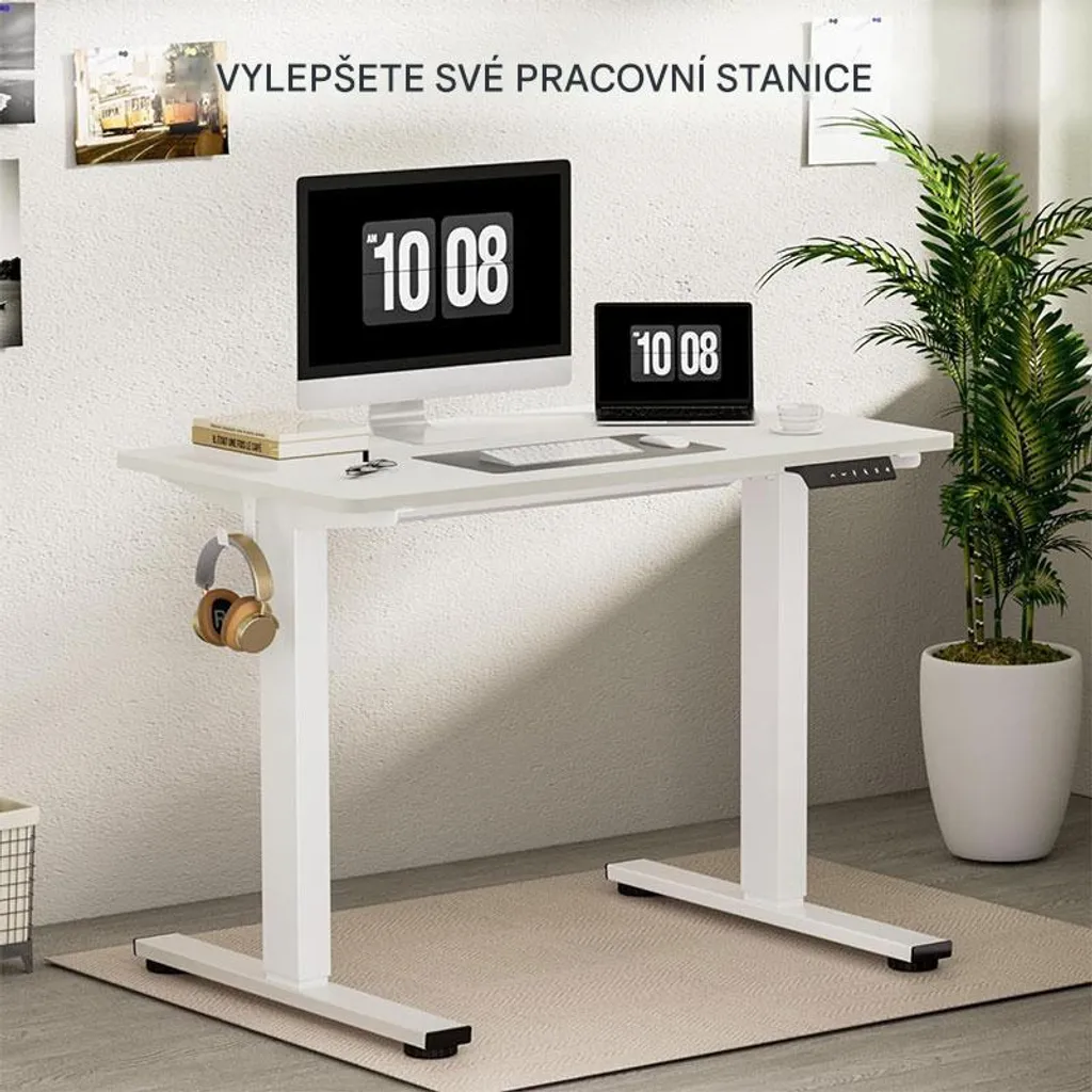 Scrivania Regolabile Bianco QE1W-4824-EUV4 | Tavolo 122x61cm Professionale - 4