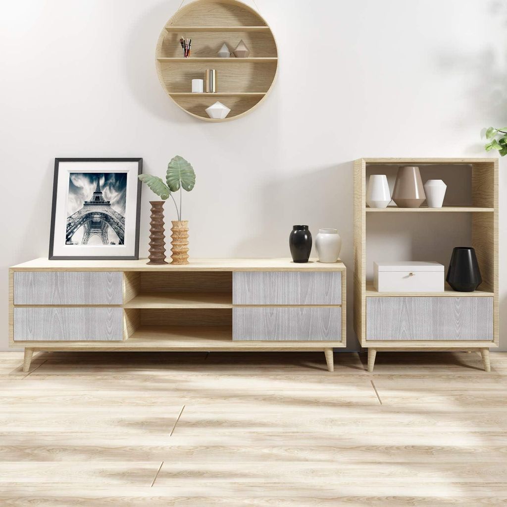 45CMX7M Graues Holzmaserung Tapete - Schil und Stok - Dekorative Folie - Holz Kontaktpapier - Arbeitsplatten Regal Liner - Küchenschränke - Leich...