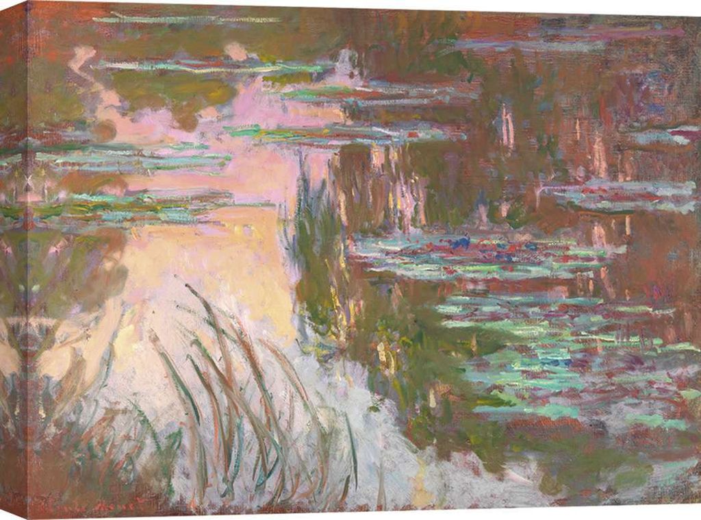 Kunstdruck auf Leinwand - Claude Monet, Seerosen bei Sonnenuntergang – 60x40 cm