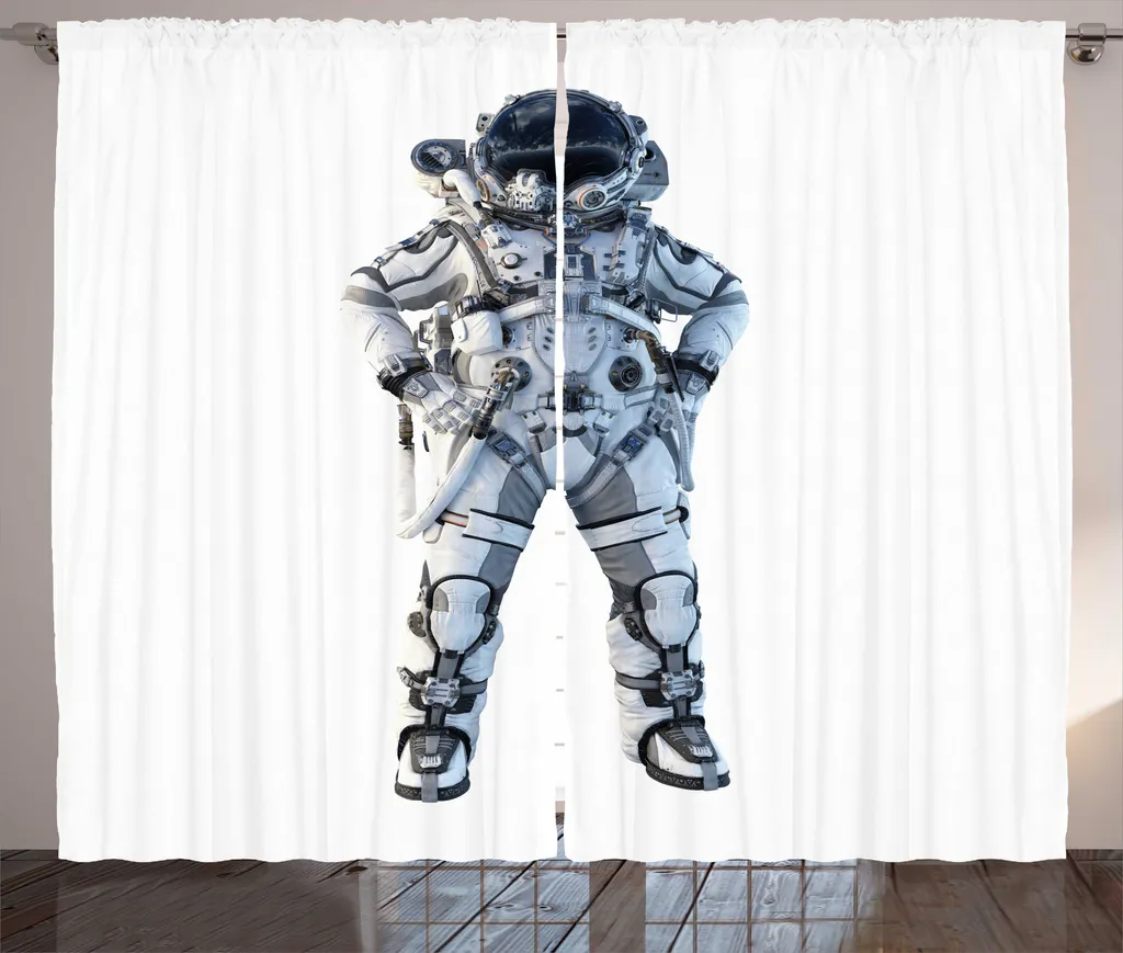 ABAKUHAUS Rideau Rustique Astronaute 280x225 cm avec Crochets Purpleblue