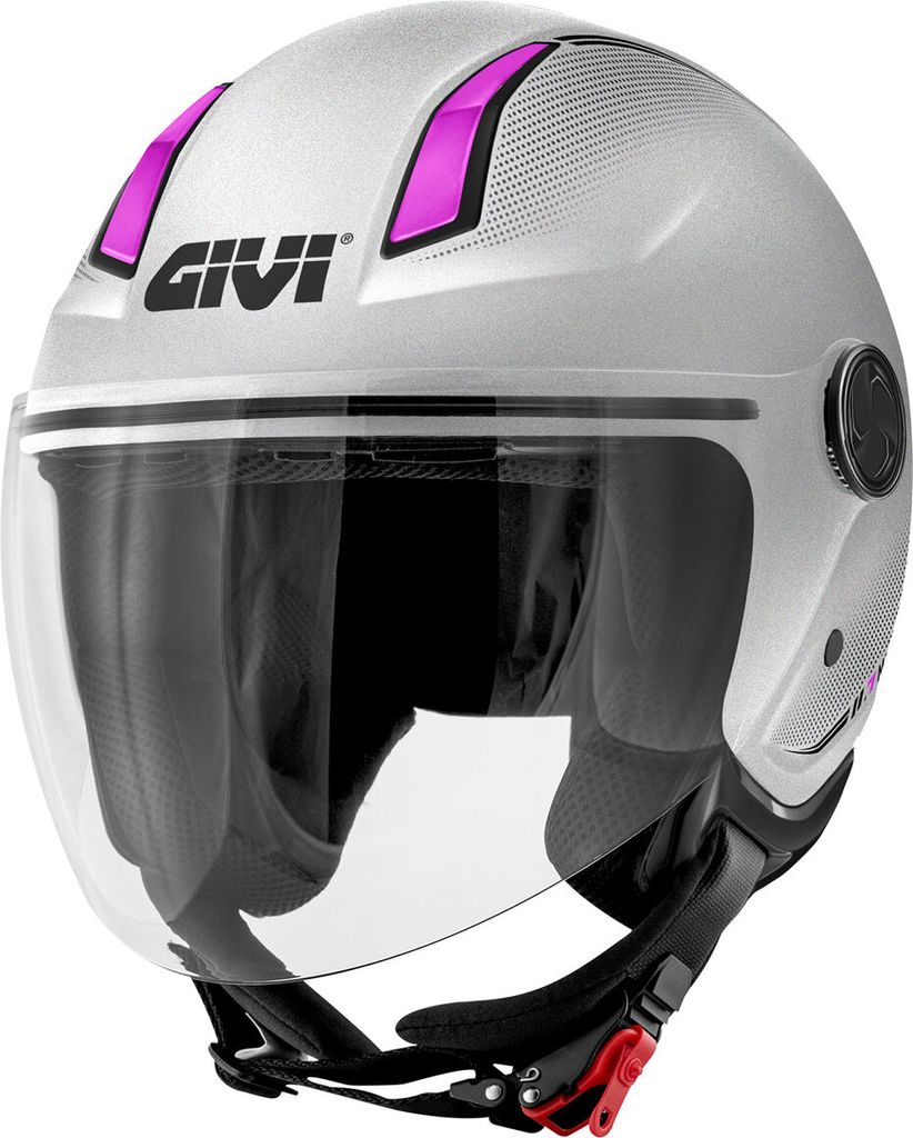 Demi Jet Helm GIVI 11.7 Solid Lady Mattsilber Fuchsia größe S
