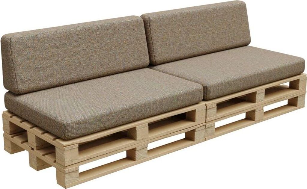 Palettenkissen, Palletenpolster, Gartenkissen, PFBG (2X Set (120x80 + 120x35), Beige)
