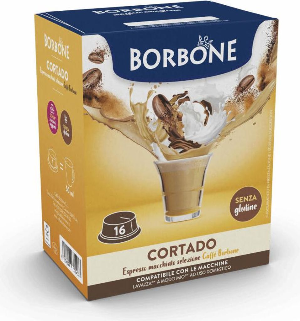 Caffè Borbone Kaffeekapseln Cortado, kompatibel mit Lavazza A Modo Mio, 16 Kapseln