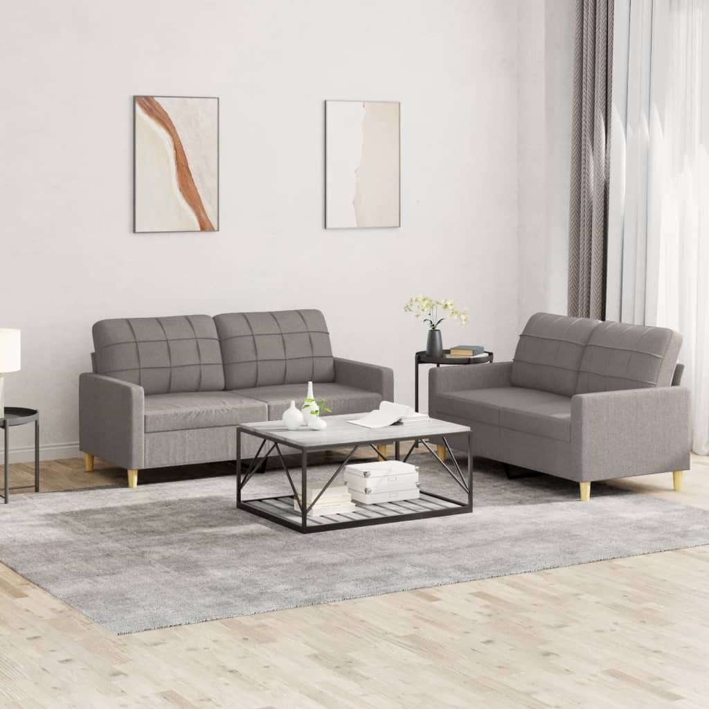 Maison Exclusive - 2-tlg. Sofagarnitur mit Kissen Taupe Stoff