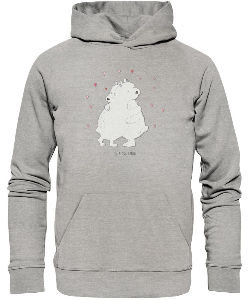 Mr. & Mrs. Panda Nachhaltiger Hoodie Eisbär Umarmen Größe XL - Heather Grey - Geschenk, Pulli, Baumwollpulli, Pullover, Sweatshirt, Lustige Spr...
