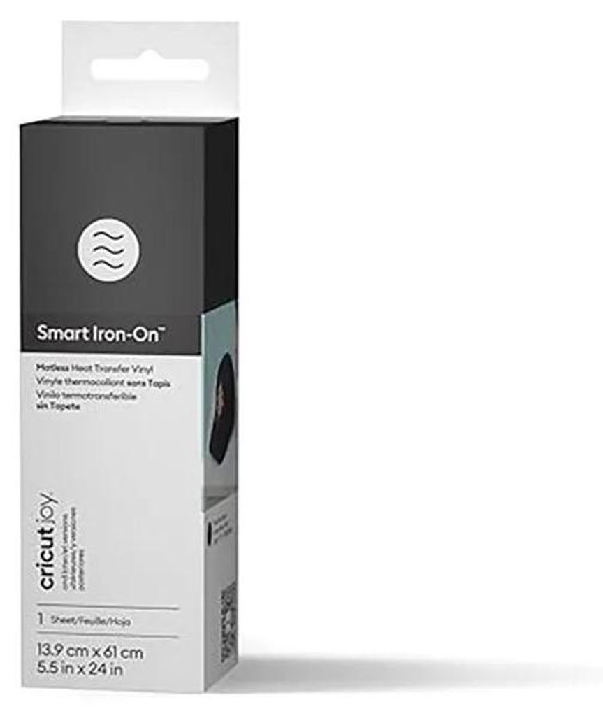 Cricut Joy Smart Iron-On, Hitzebeständige Vinylrolle, Schwarz, Einfarbig, Cricut Joy, 139 mm, 609 mm