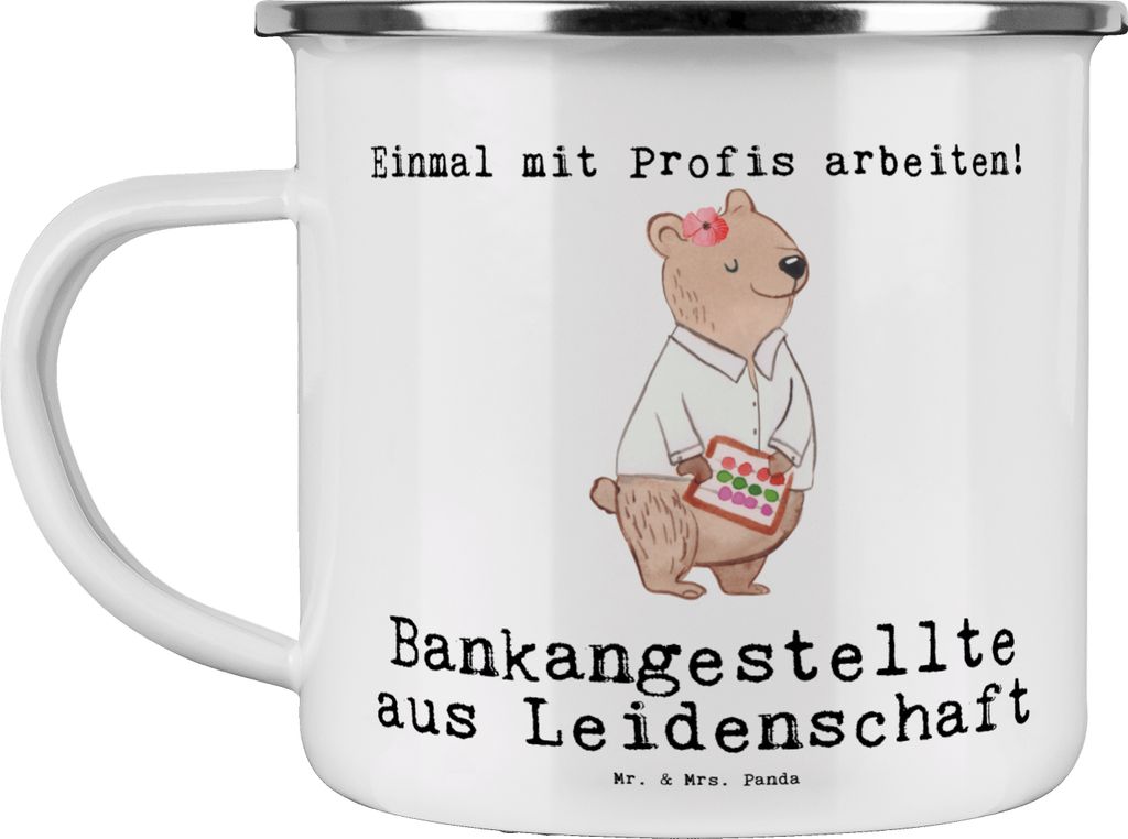 Mr. & Mrs. Panda Pott Bankangestellte Leidenschaft - Weiß - Geschenk, Blechtasse, Beruf, Teetasse, Lustig, becher emaille, Witzig, Spruch, Tasse, ...