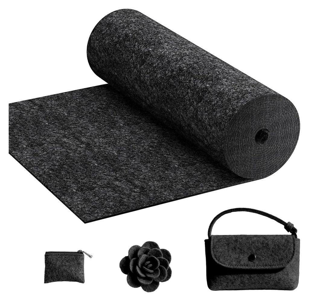 Filzrolle, Filz Meterware 30 cm × 300 cm, Bastelfilz 3 mm für DIY-Projekte, Polyester Filzmatten zum Zuschneiden (Dunkelgrau)
